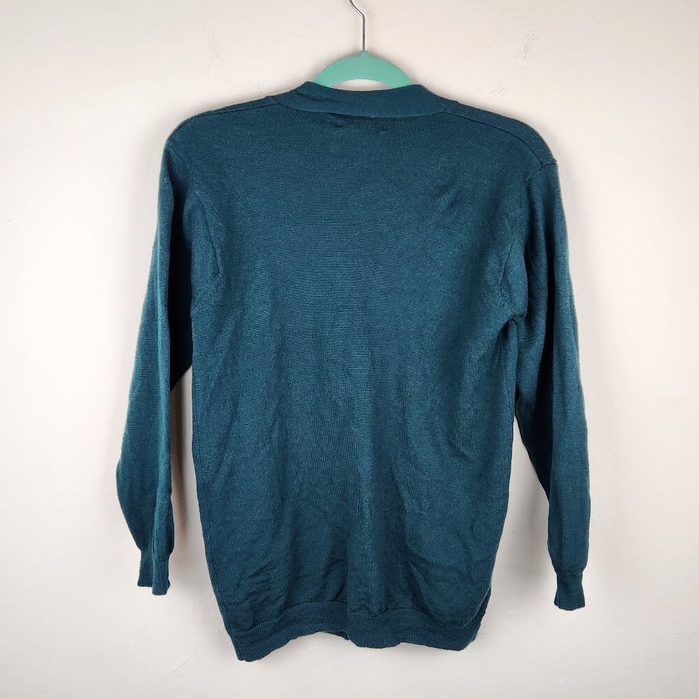 Charter Club Classic 100% Merino Wool Green Cardigan Sweater sz S flaw - Picture 2 of 12